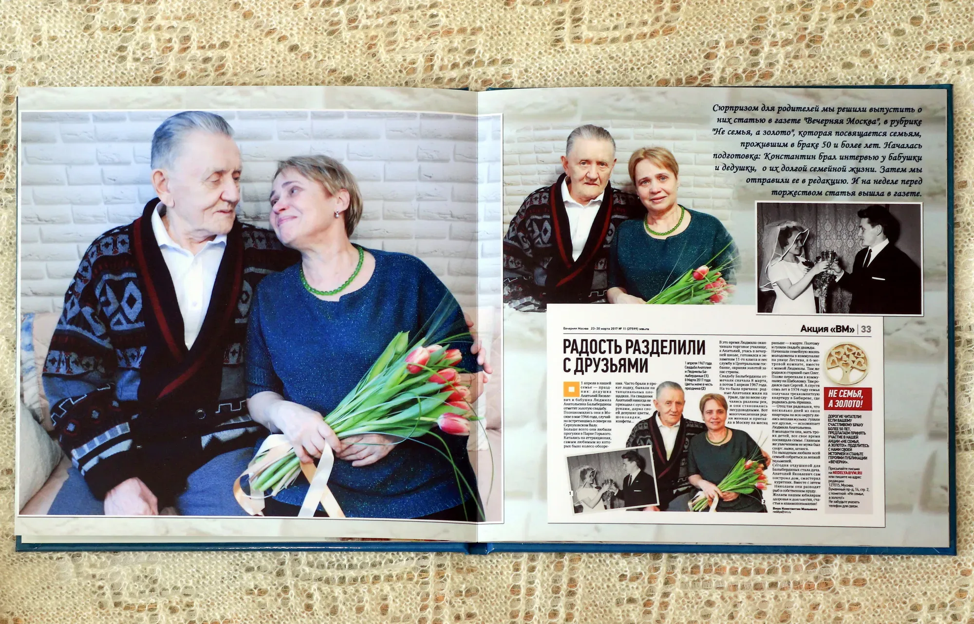 Разворот «Фотокнига на юбилей» с индивидуальным дизайном №5